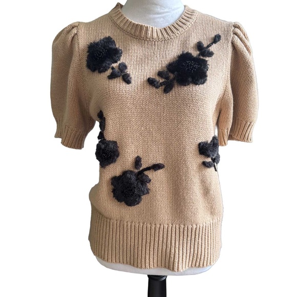 Kate Spade Embellished Beaded Short Sleeve Sweater - Picture 1 of 10